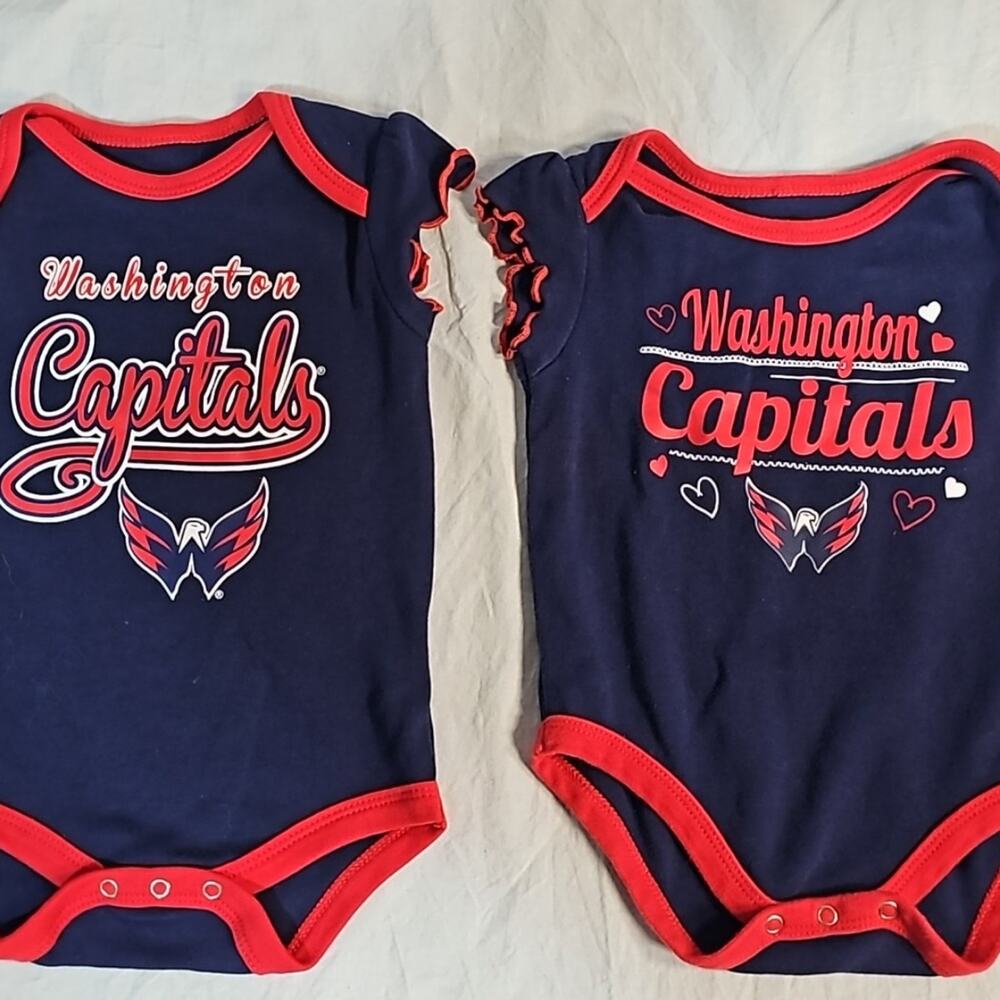 2 Washington Capitals One Piece Baby Outfits 3-6 mos